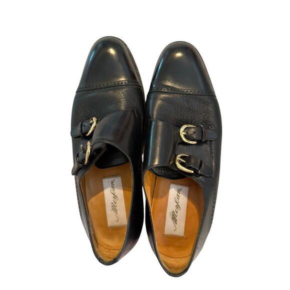 MEZLAN Men's Soft Black Leather Buckle Up Portofino Cap Toe Dress Shoes Size 8.5 - Picture 5 of 10